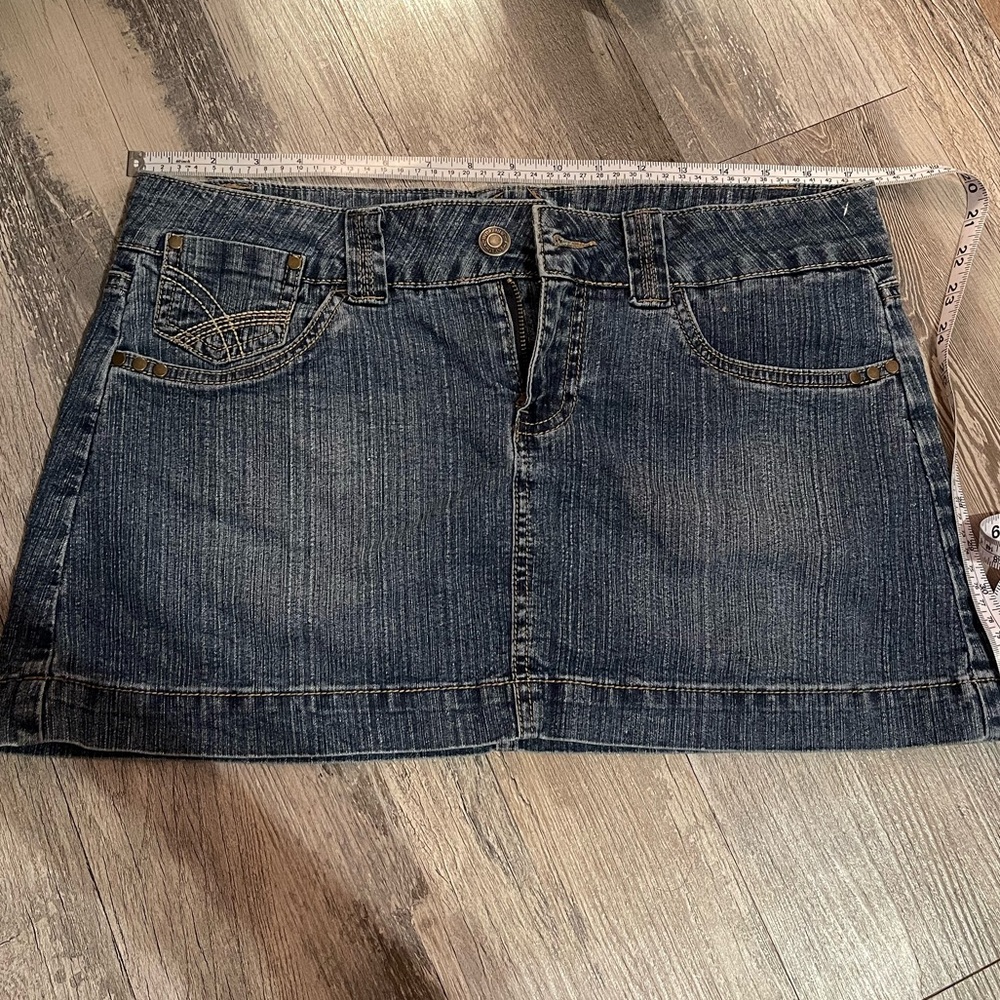 Hydraulic Dark Blue Denim Mini Skirt